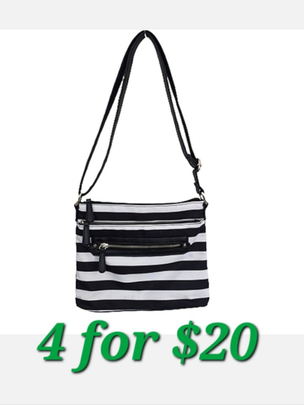 TIME TRU Black White Striped Crossbody Bag Purse